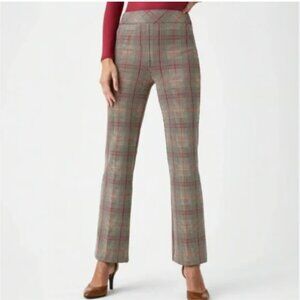Spanx Orange Pop Plaid Perfect Kick Flare Ponte Crop Pants Size XL Like New